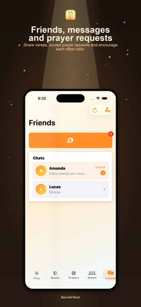 Friends and messages screen